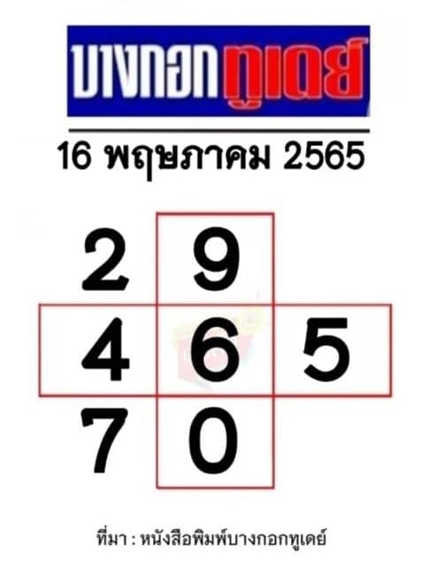 หวยบางกอกทูเดย์ 16/05/65
