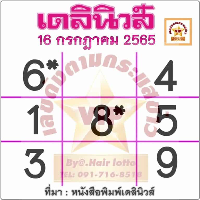 หวยเดลินิวส์ 16/07/65 งวดนี้