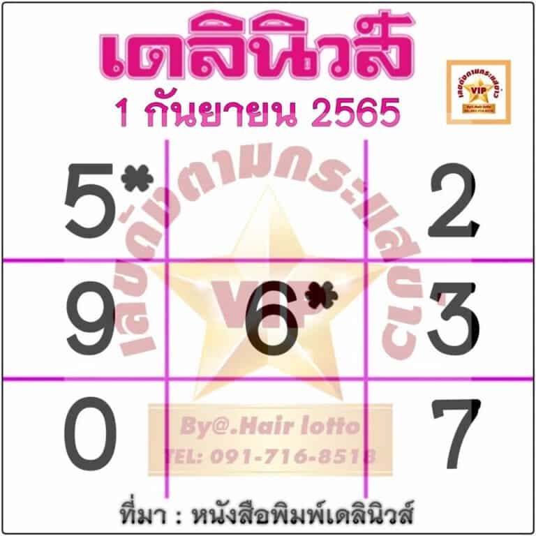 หวยเดลินิวส์ 1/09/65 งวดนี้